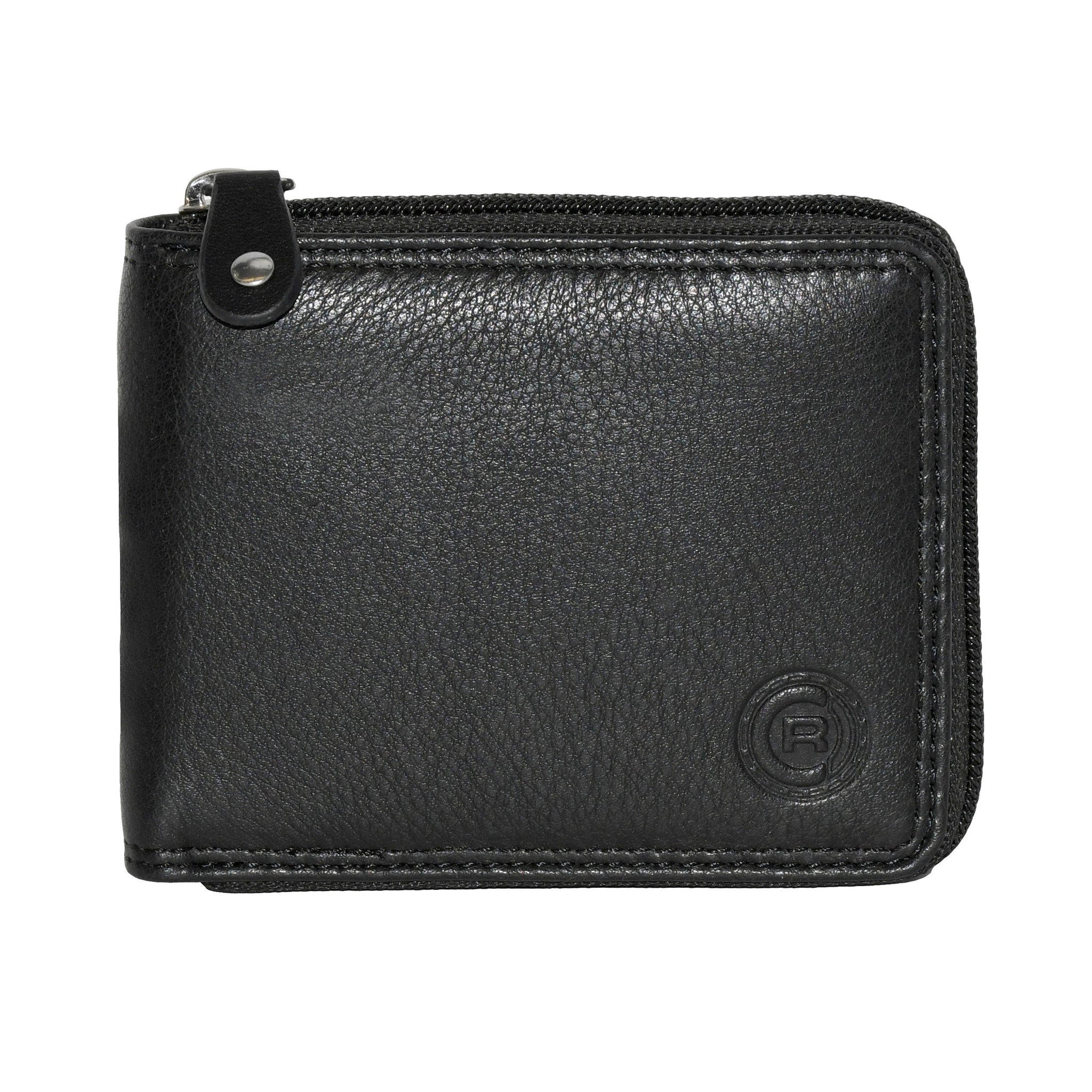 Men's Leather Zip Around Billfold Wallet