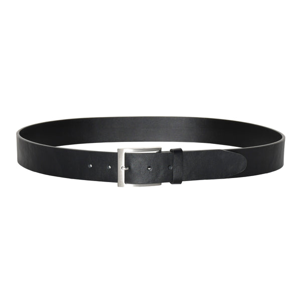 LEATHER BELT W/BRUSHED NICKEL HARDWARE