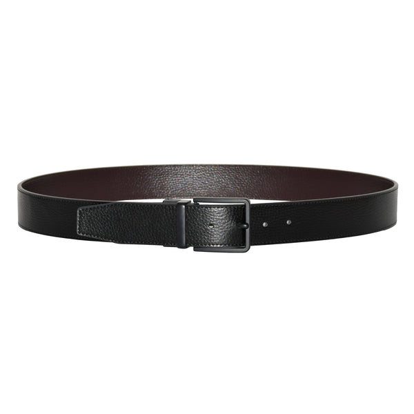 REVERISBLE LEATHER BELT W/MATTE BLACK HARDWARE