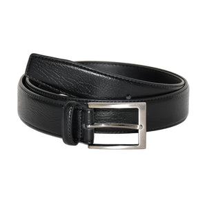 LEATHER BELT W/BRUSHED GUN METAL HARDWARE