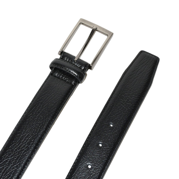 LEATHER BELT W/BRUSHED GUN METAL HARDWARE