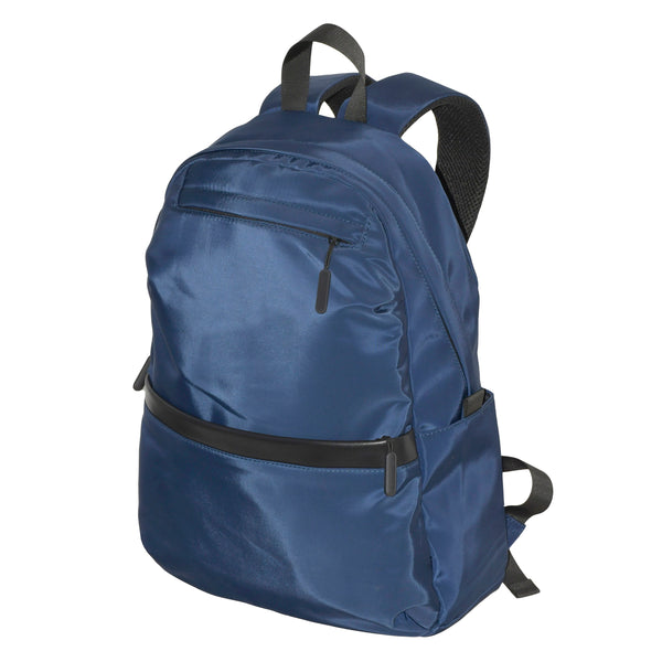 MIXED MATERIAL DOUBLE FRONT ZIP POCKET BACKPACK