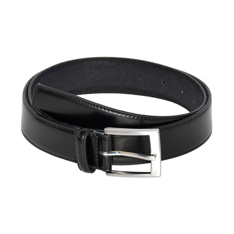 LEATHER BELT WITH BRUSHED NICKEL HARDWARE