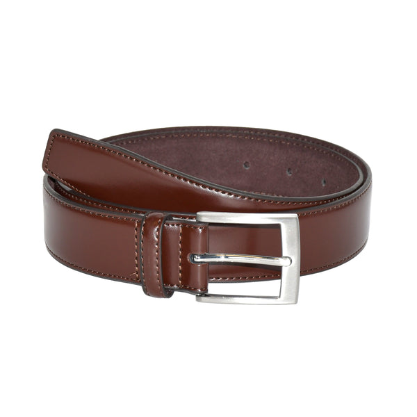 LEATHER BELT WITH BRUSHED NICKEL HARDWARE