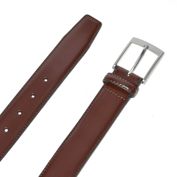 LEATHER BELT WITH BRUSHED NICKEL HARDWARE