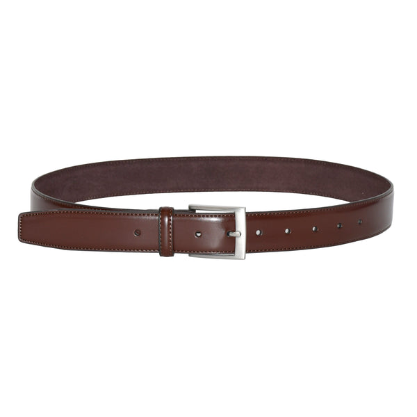 LEATHER BELT WITH BRUSHED NICKEL HARDWARE