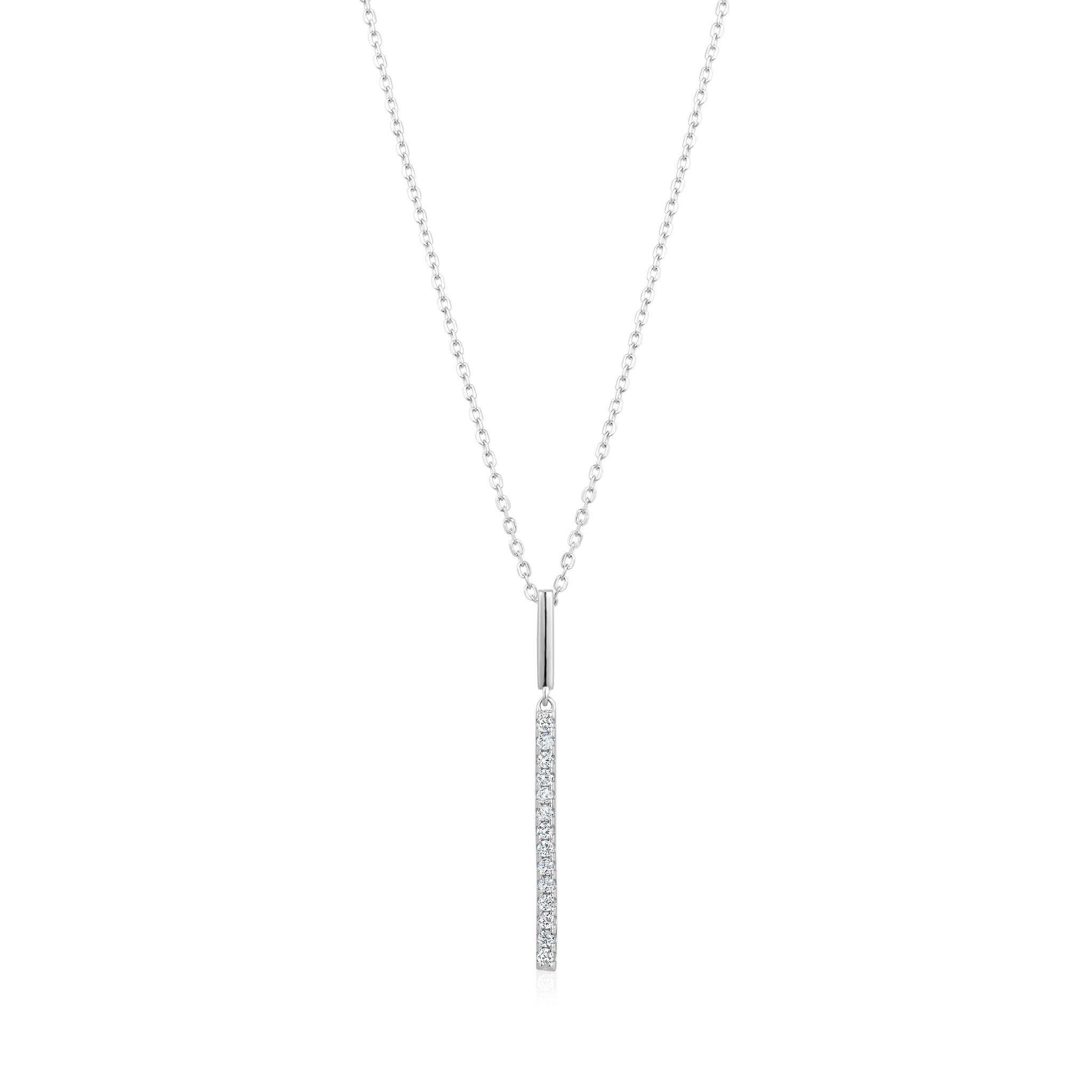 5A Cubic Zirconia Vertical Bar Pendant Necklace