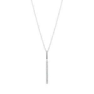 5A Cubic Zirconia Vertical Bar Pendant Necklace