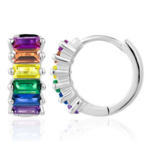 3A CUBIC ZIRCONIA MULTICOLOR HOOP EARRINGS