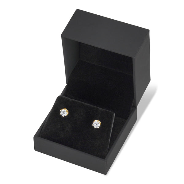 5A CUBIC ZIRCONIA 5 MM GEOMETRIC STUD EARRINGS