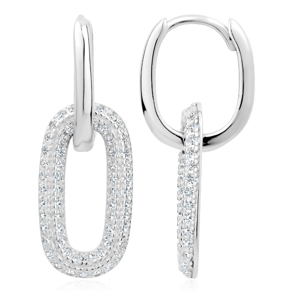 3A CUBIC ZIRCONIA DOUBLE LOOP EARRINGS