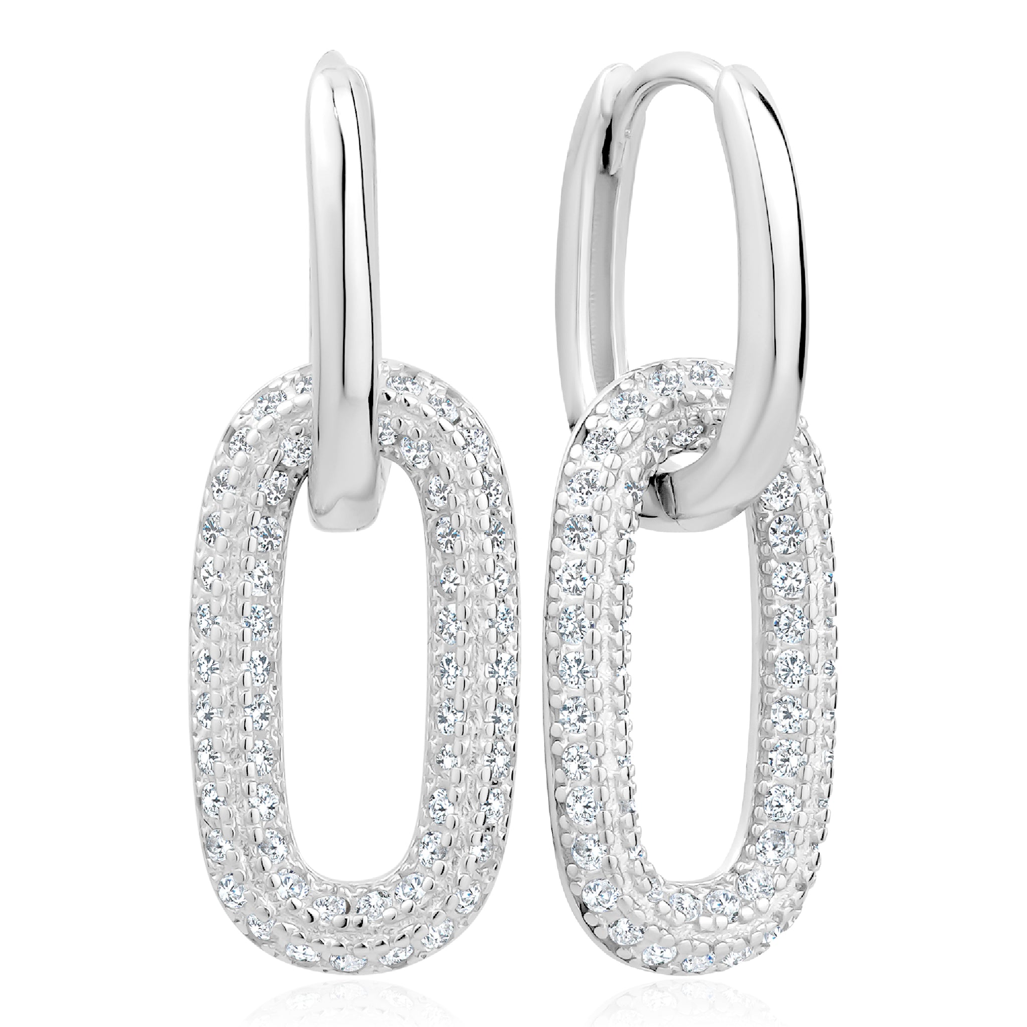 3A CUBIC ZIRCONIA DOUBLE LOOP EARRINGS