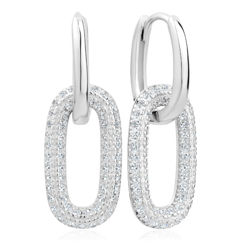 3A CUBIC ZIRCONIA DOUBLE LOOP EARRINGS