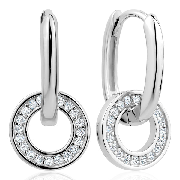 3A CUBIC ZIRCONIA DOUBLE LOOP EARRINGS