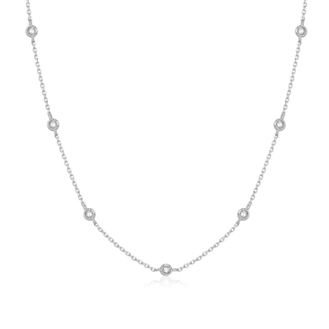 925 Sterling Silver Long Necklace with Cubic Zirconia