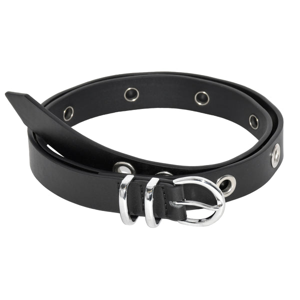 Ladies' Grommet Belt with Round Silver Hardware