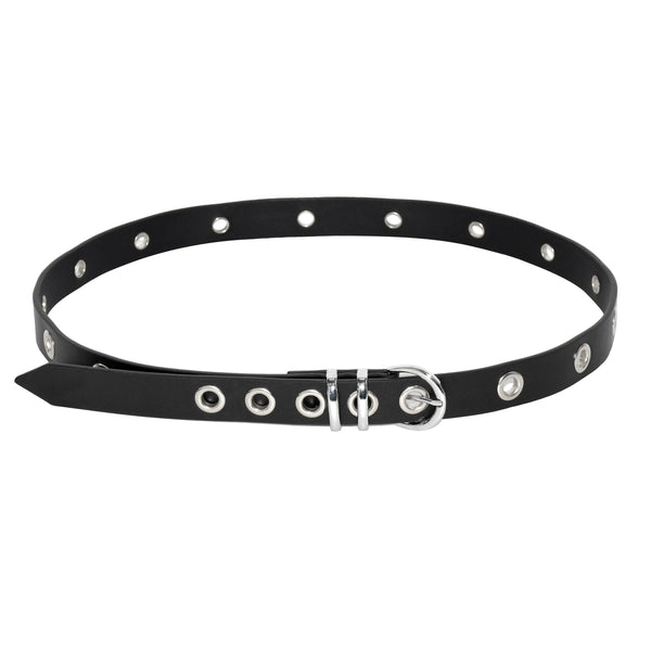 Ladies' Grommet Belt with Round Silver Hardware