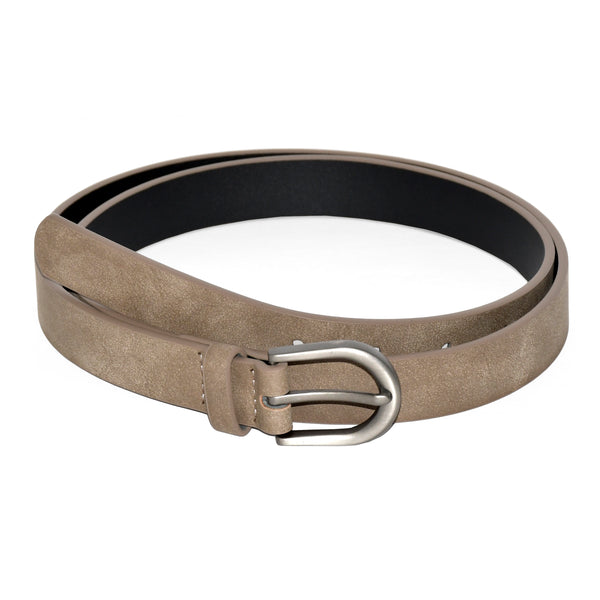 Ladies' Suede Like Finish Belt with Mate Round Gunmetal Buckle