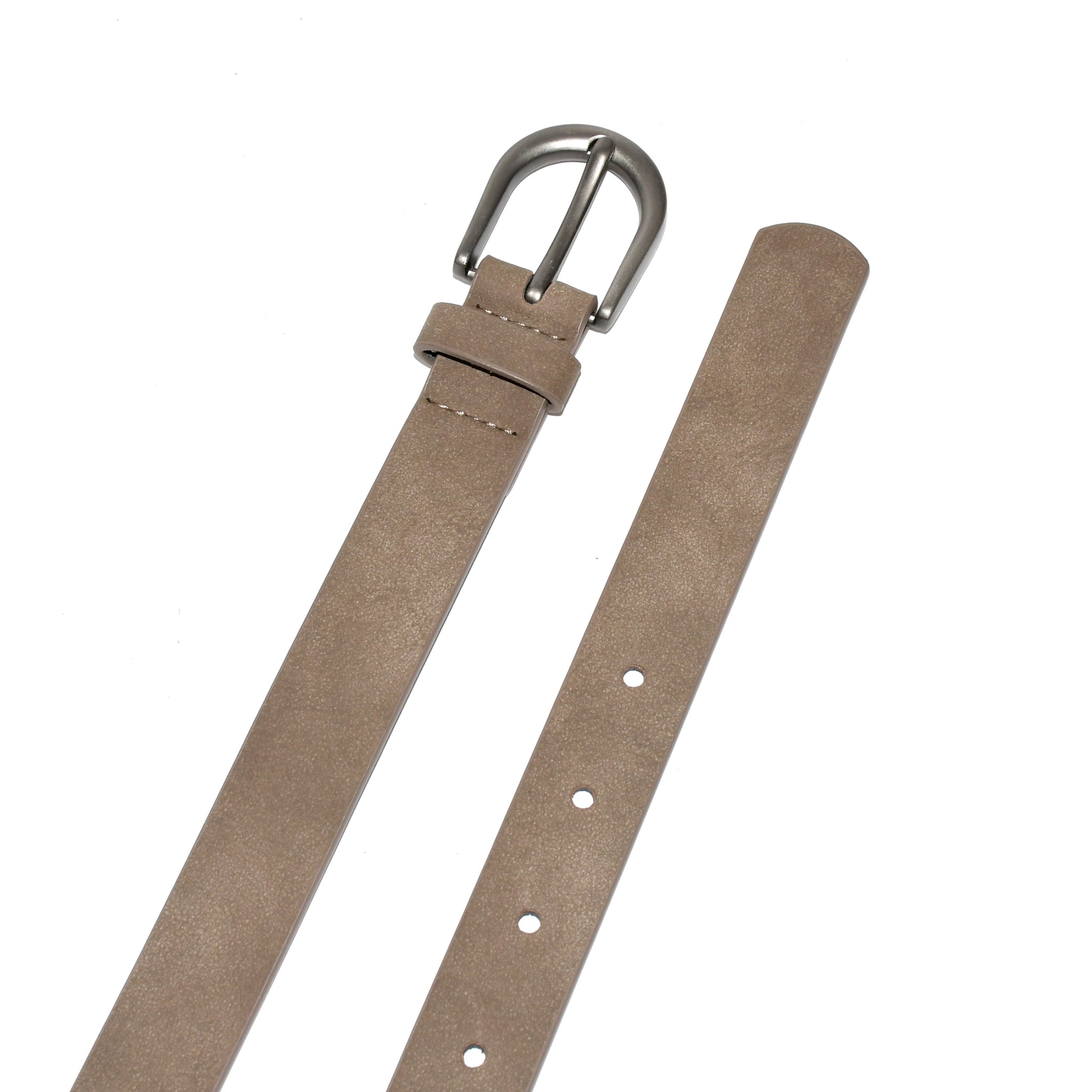Ladies' Suede Like Finish Belt with Mate Round Gunmetal Buckle