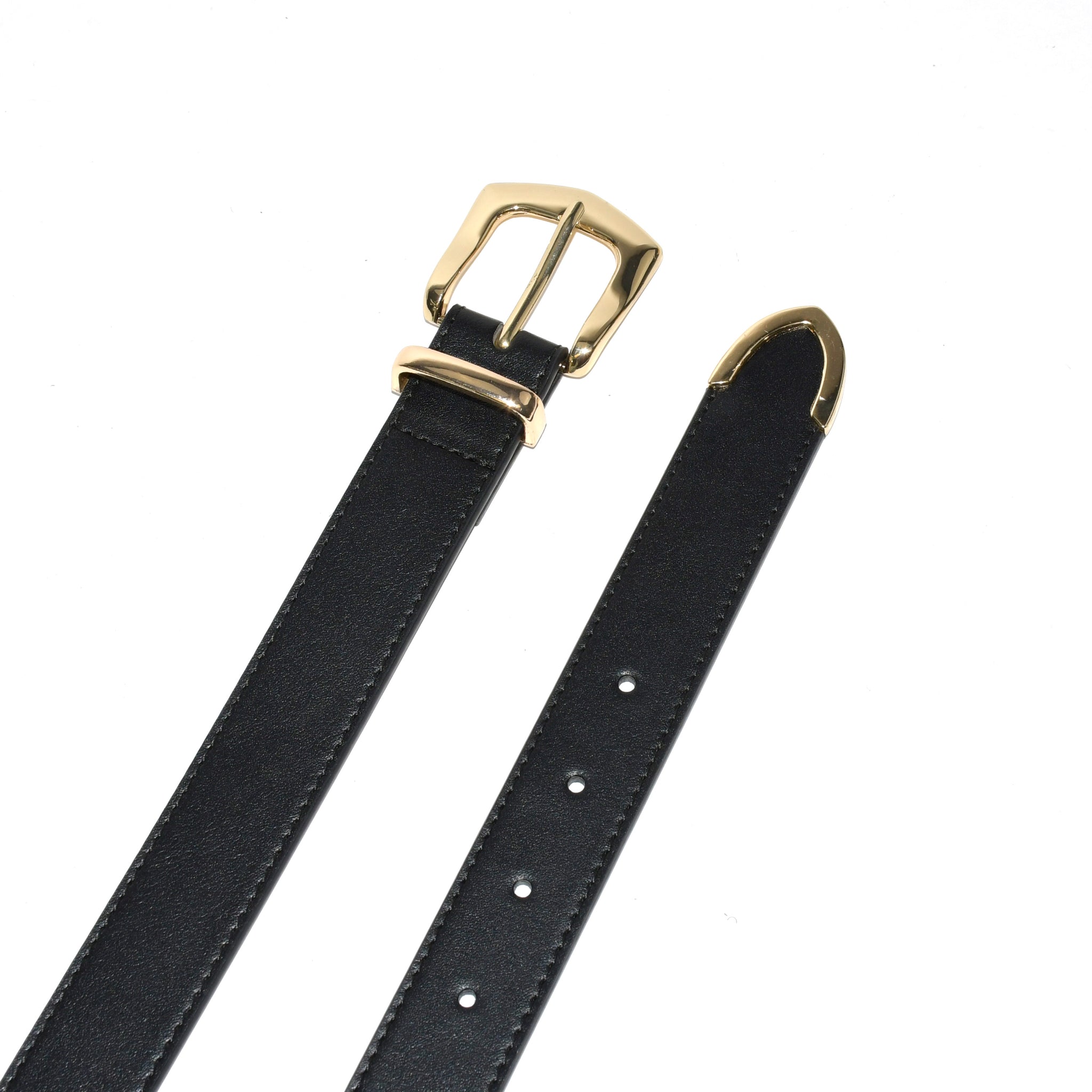 Ladies' Smooth Finish Belt with Gold Metal Tip Hardware