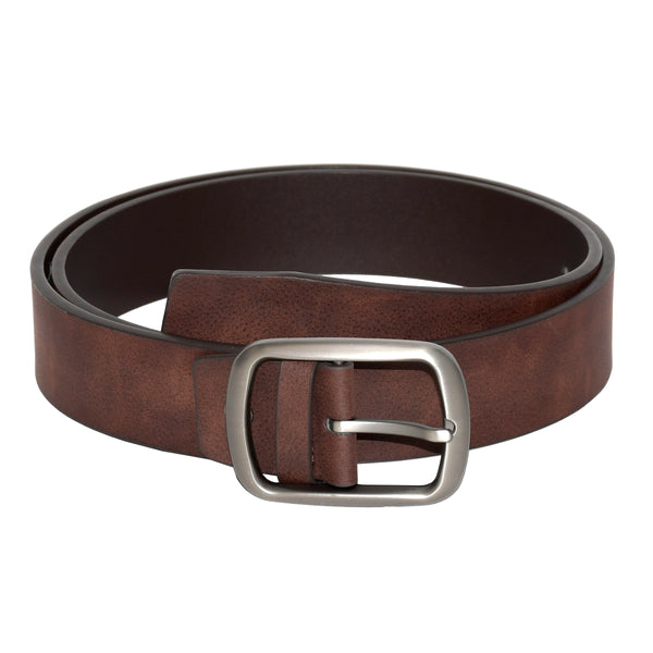 Men's Smooth Finish Belt with Brushed Nickel Oval Buckle