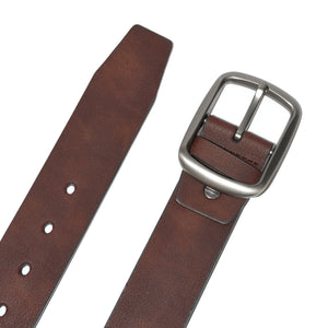 Men's Smooth Finish Belt with Brushed Nickel Oval Buckle