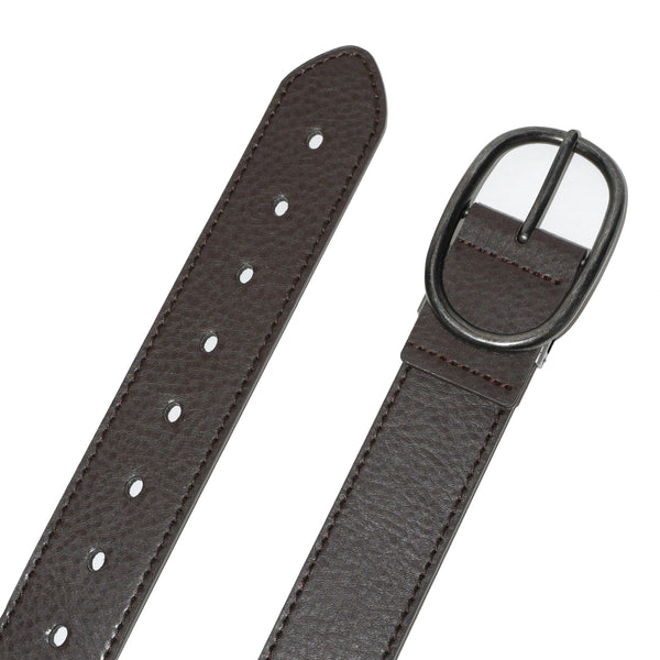 Men's Textured Finish Belt with Oval Buckle