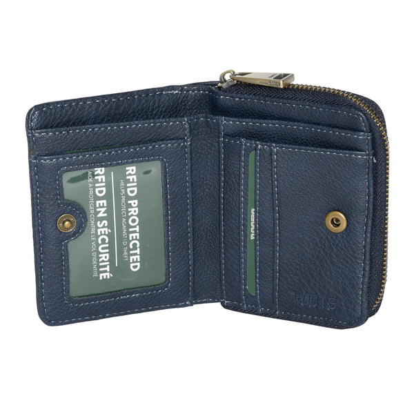 Ladies Compact Zip Around Snap Wallet