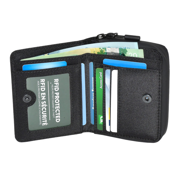 COMPACT ZIP AROUND SNAP WALLET