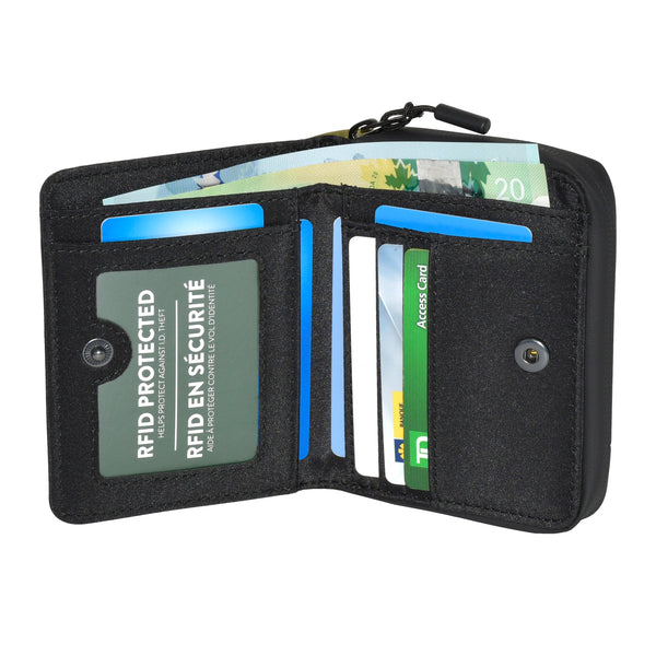 COMPACT ZIP AROUND SNAP WALLET