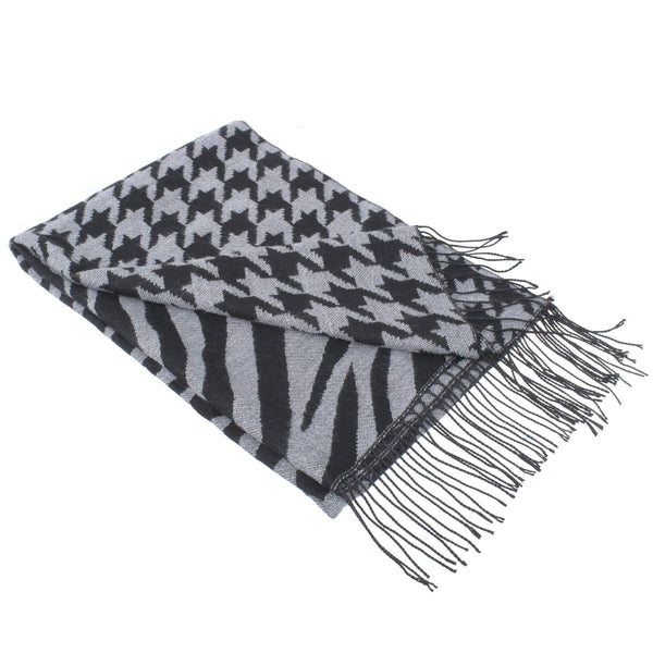 Large Houndstooth and Zebra Combo Scarf
