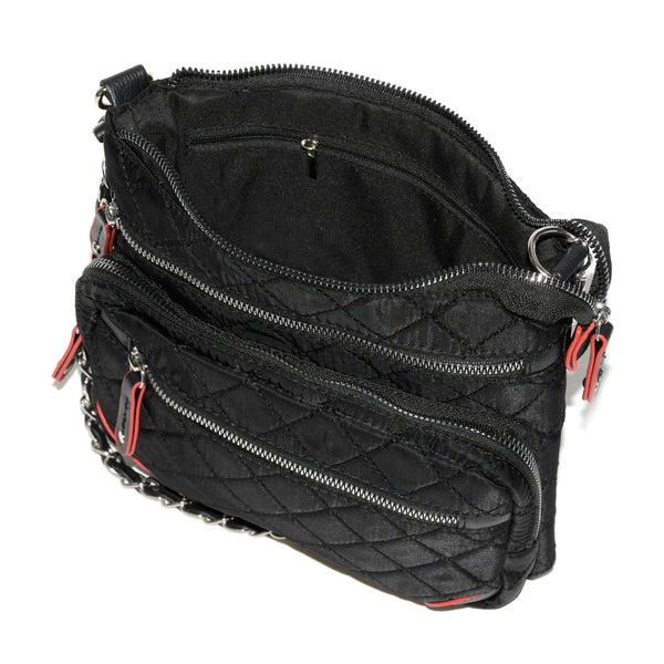 Nylon Crossbody Bag with PU Trim
