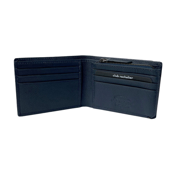 Men's Slim Full Leather Wallet with Zippered Pocket