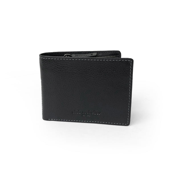 Men's Slim Full Leather Wallet with Zippered Pocket