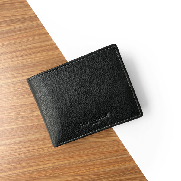 Men's Slim Full Leather Wallet with Zippered Pocket