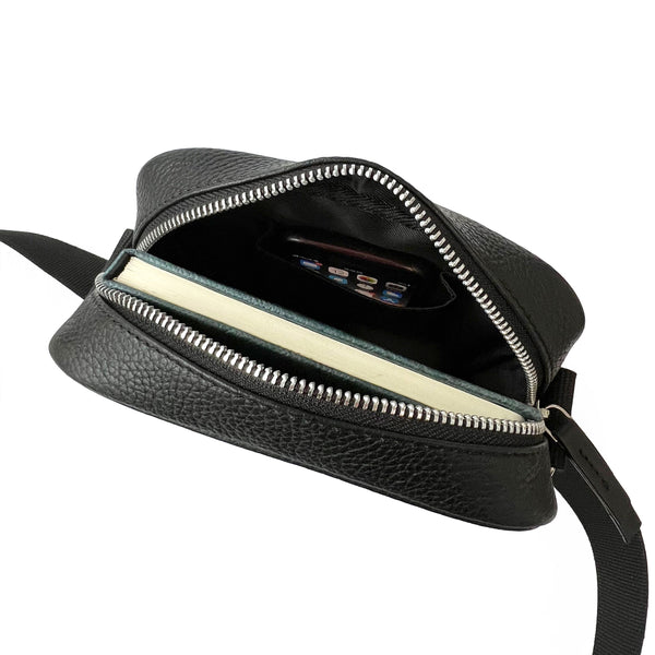 Unisex Leather Top Zipper Crossbody Bag