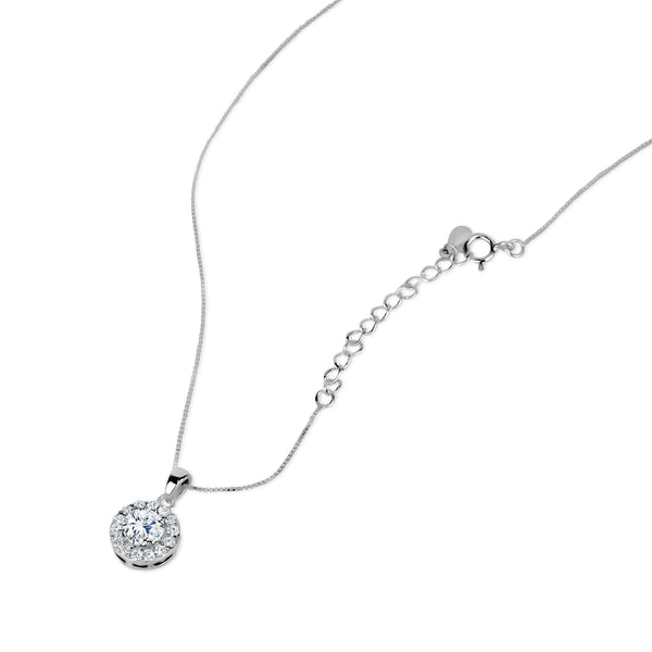 5A Cubic Zirconia Round Pendant Necklace and Earrings Set