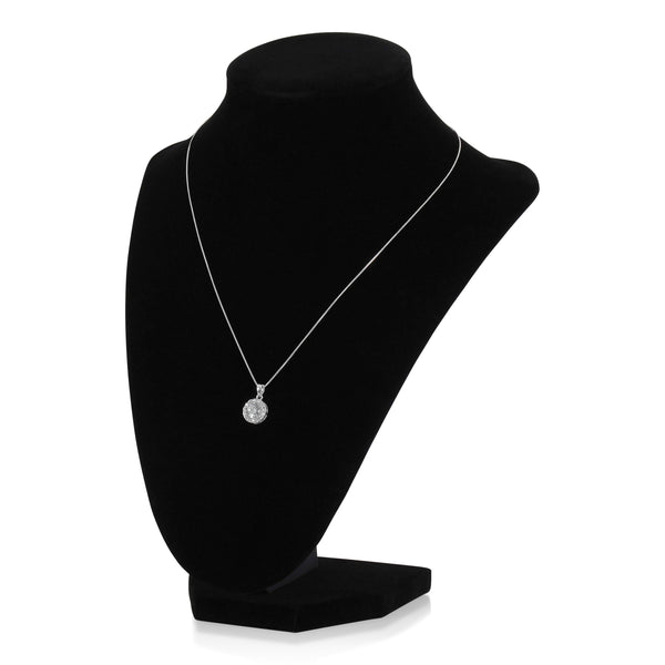 Ensemble collier et boucles d'oreilles avec pendentif rond en zircone cubique 5A