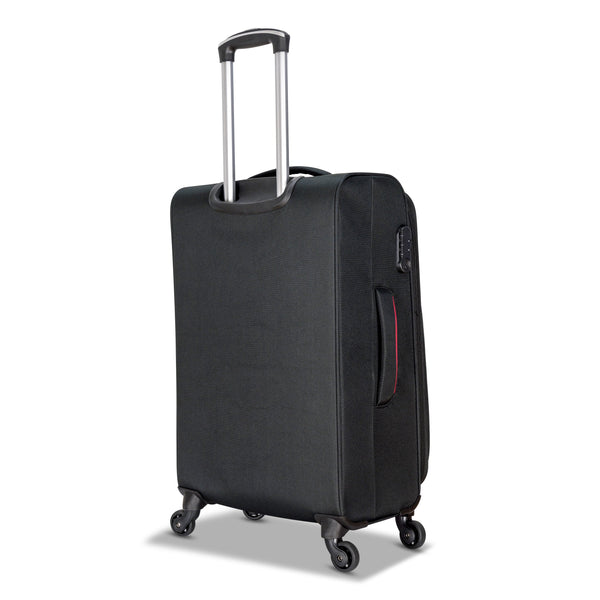 3 Piece Set Soft Side Luggage with Contrast Piped Trim