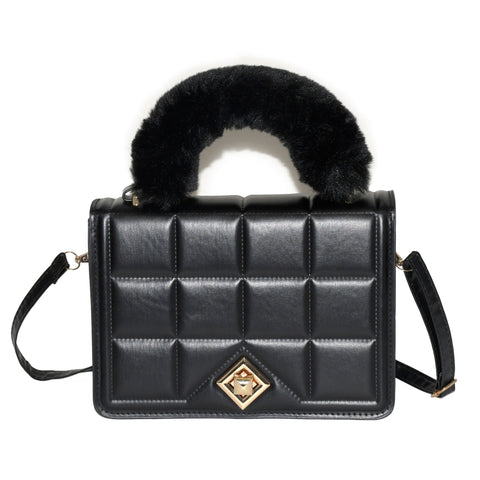 Ladies Handbag with Faux Fur Handle