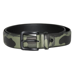 Ceinture en PU à motif camouflage avec quincaillerie noir mat