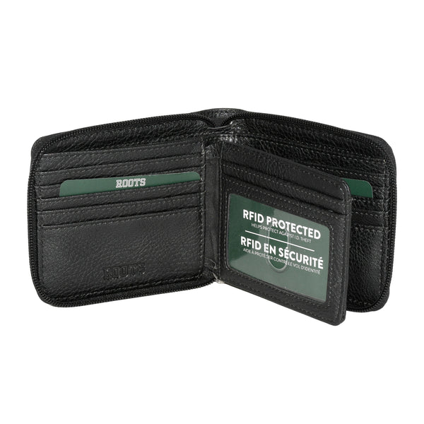 Men's Zipper Around Wallet with Center Wing