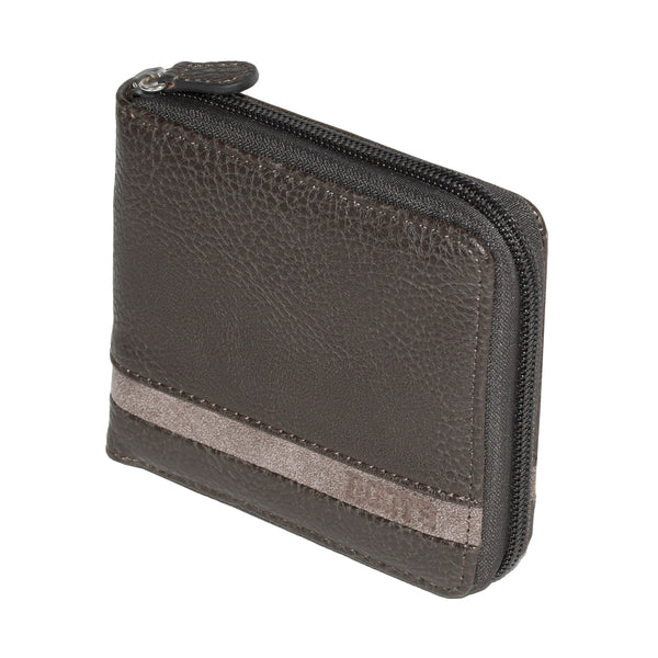 Men's Zipper Around Wallet with Center Wing